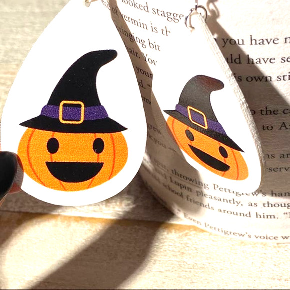 Halloween Jewelry - #39 Halloween Pumpkin Witch Hat Earrings